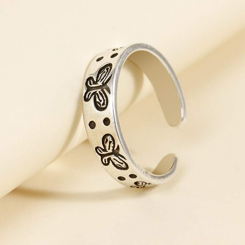 

Butterfly Engraved Cuff Ring, Silver