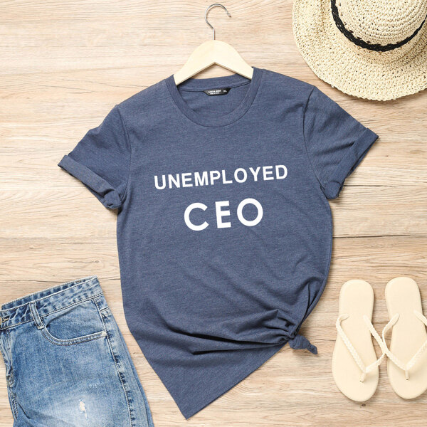 

Plus Letter Graphic Crew Neck Tee, Navy blue