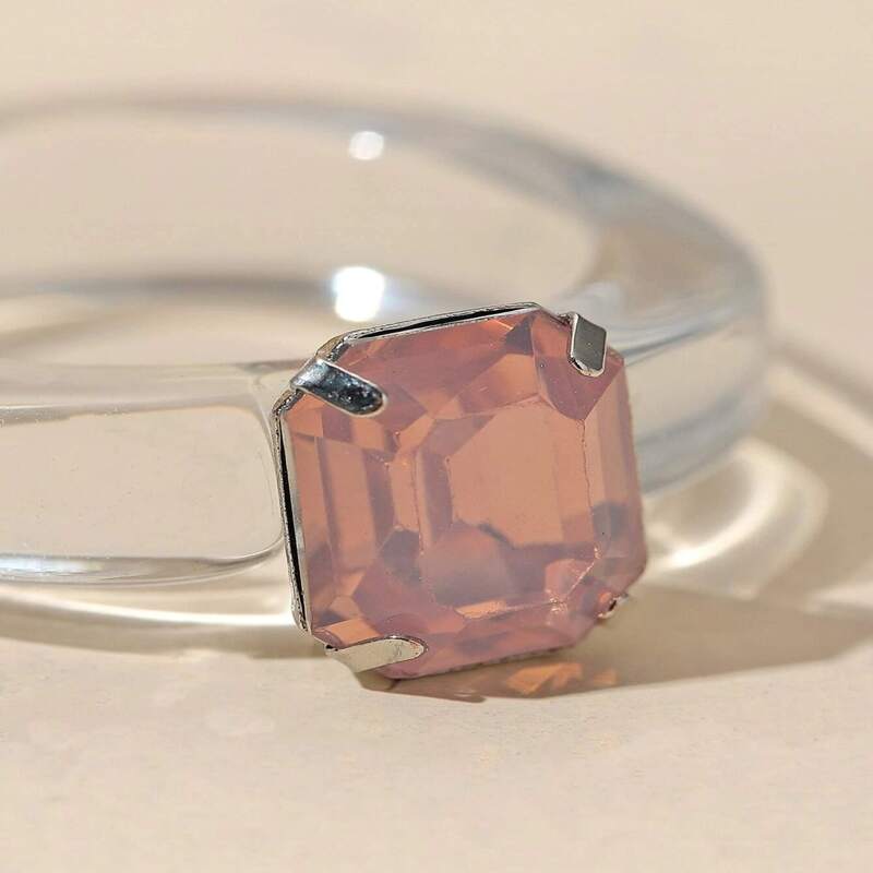 

Rhinestone Decor Clear Ring, White