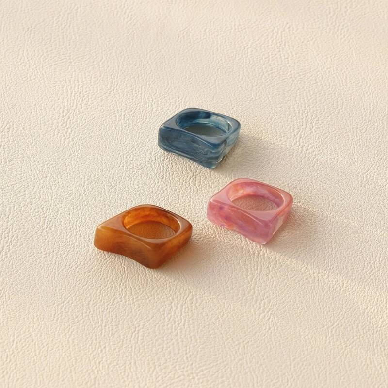 

3pcs Clear Resin Ring, Multicolor