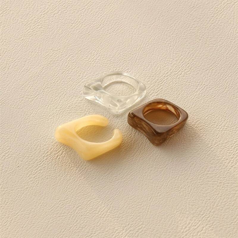 

3pcs Clear Resin Ring, Multicolor