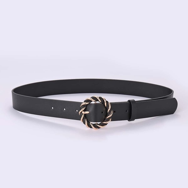 

Round Buckle Belt, Black