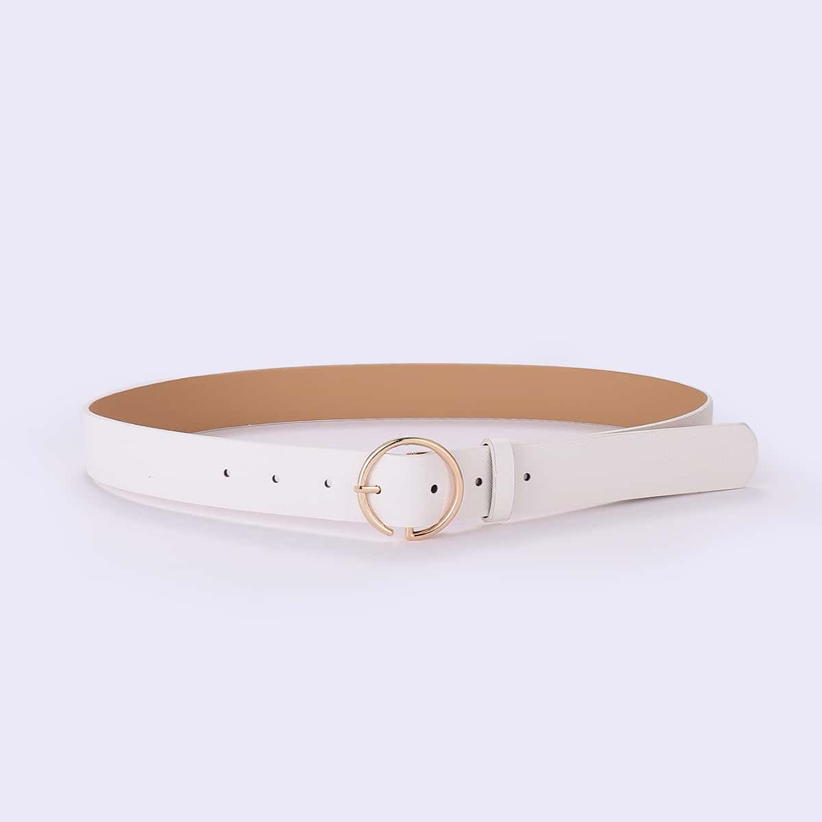 

Round Buckle Belt, White