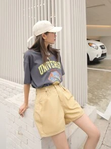 DAZY Rocket And Letter Graphic Drop Shoulder Tee - Grey - View 7