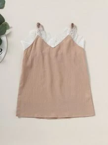 Top de tirantes ribete con encaje - Rosa vieja - Ver 1