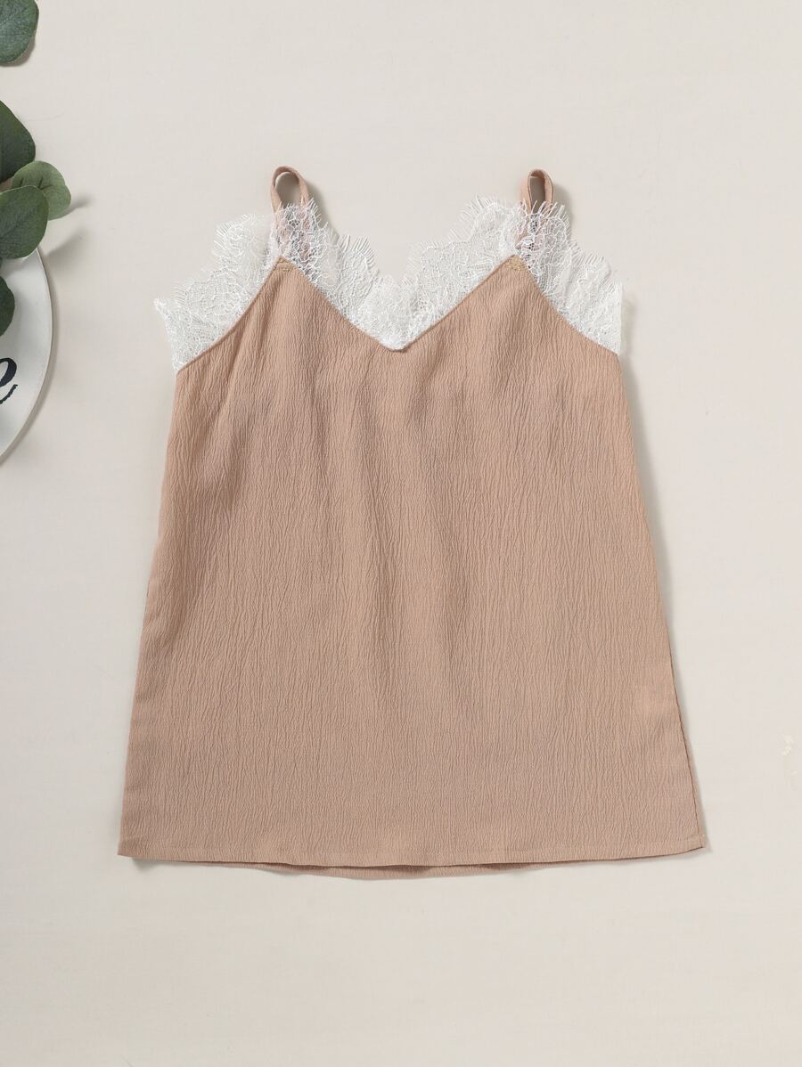 Top de tirantes ribete con encaje - Rosa vieja - Ver 1