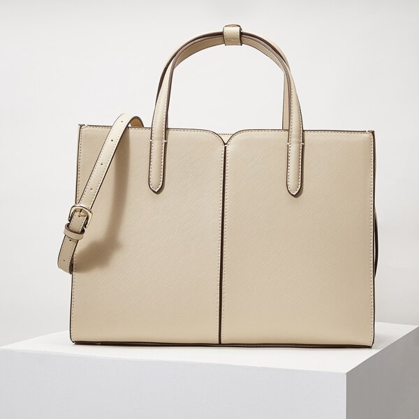 

MINIMALIST TOTE BAG WITH CLUTCH BAG, Apricot
