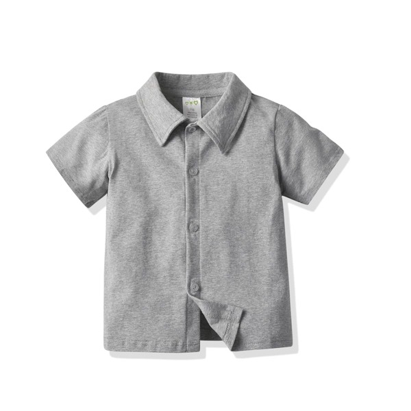 

Toddler Boys Solid Button Front Tee, Grey