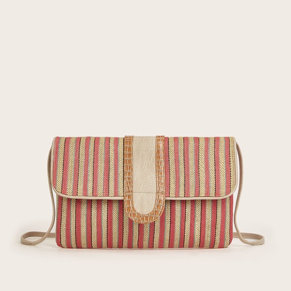

Striped Flap Crossbody Bag, Multicolor