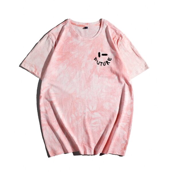 

Men Tie Dye & Letter Graphic Tee, Baby pink