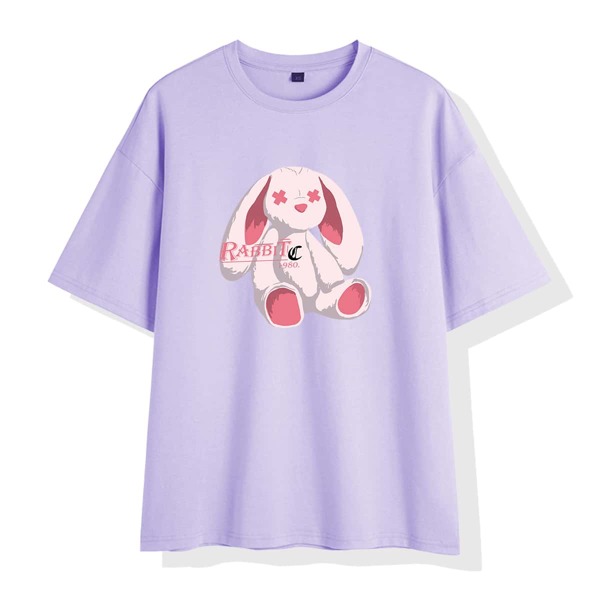 

Men Cartoon & Letter Graphic Drop Shoulder Tee, Lilac purple