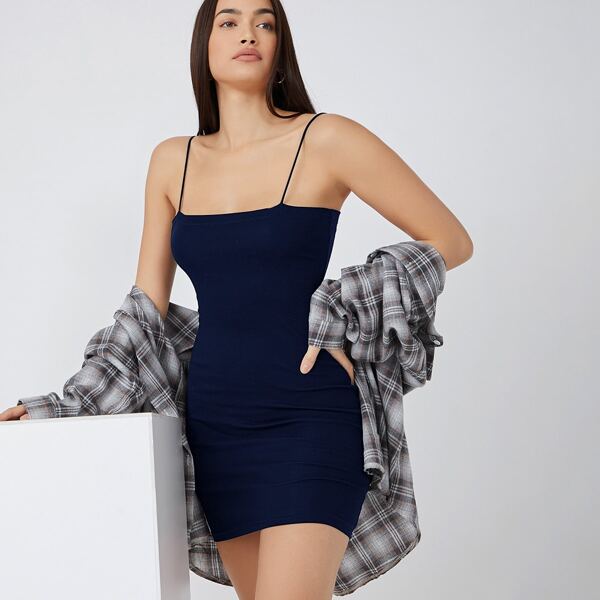 

Solid Bodycon Dress, Navy blue
