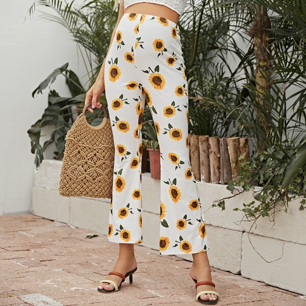

Maternity Sunflower Print Flare Leg Pants, Multicolor