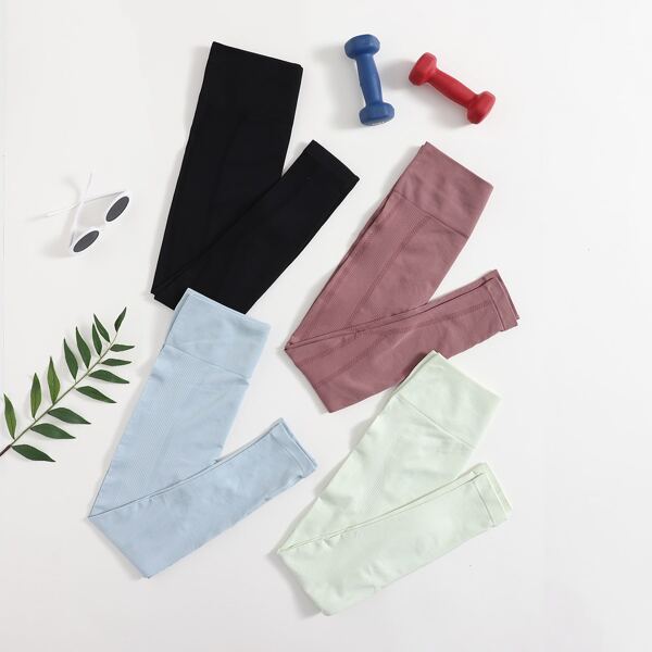 

4 Pack Wideband Waist Sports Leggings, Multicolor