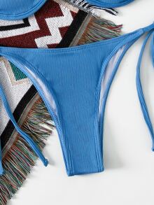 Underwire Tie Side Bikini Set For Summer Beach Vacation - Dusty Blue - View 4