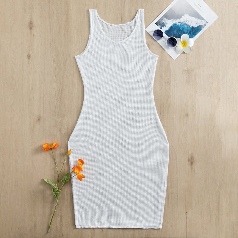 

Sheer Mesh Cover Up, White