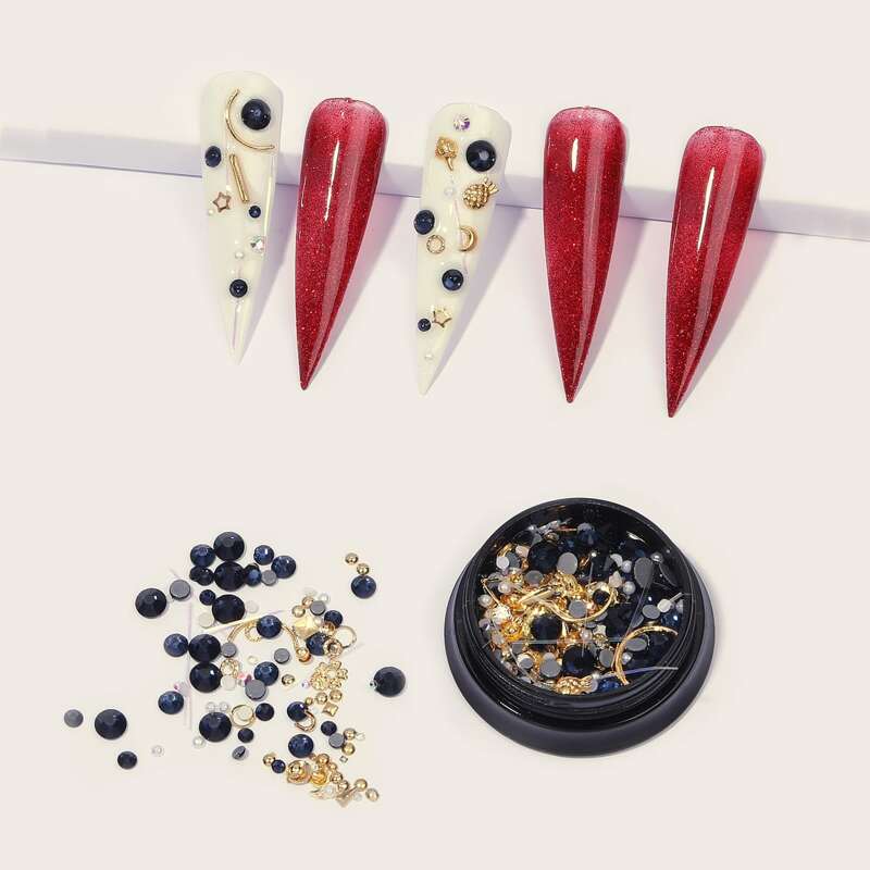 

1box Rhinestone Nail Art Decoration, Navy blue