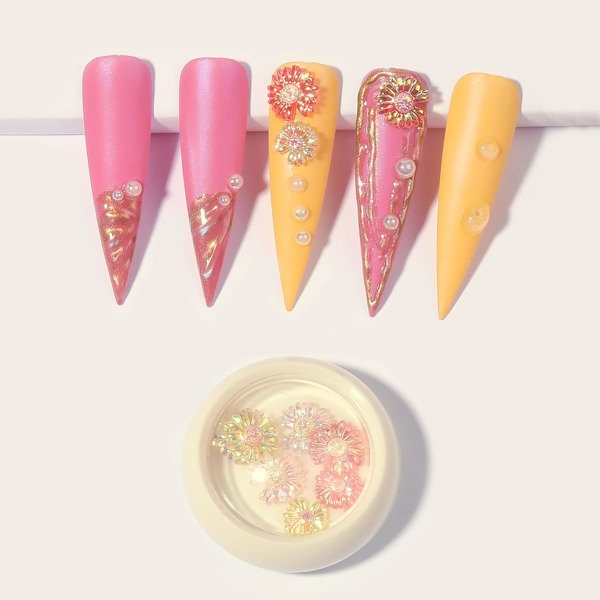 

1box Flower Shaped Nail Art Decoration, Multicolor