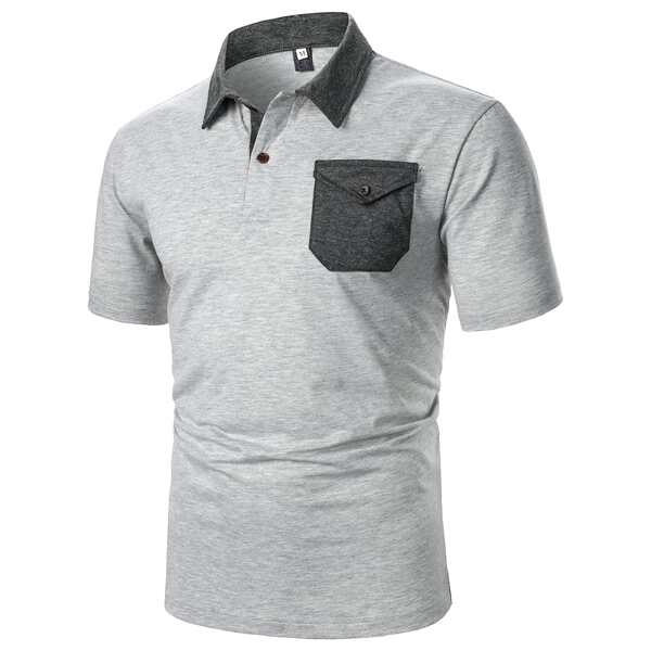 

Men Flap Pocket Polo Shirt, Light grey
