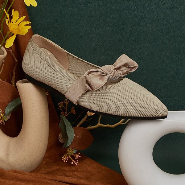 

Bow Decor Flats, Apricot