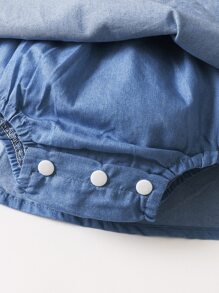 女婴心形拼接荷葉邊A字型連衣裙帶髮帶 - 彩色 - 查看 4