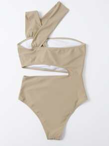 Cut-Out Waist One-Piece Swimsuit, For Summer Beach Vacation - Champagne - View 2