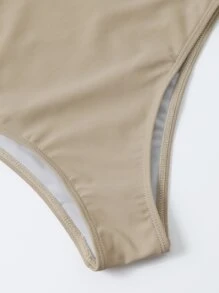 Cut-Out Waist One-Piece Swimsuit, For Summer Beach Vacation - Champagne - View 4