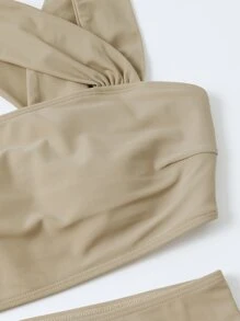 Cut-Out Waist One-Piece Swimsuit, For Summer Beach Vacation - Champagne - View 5