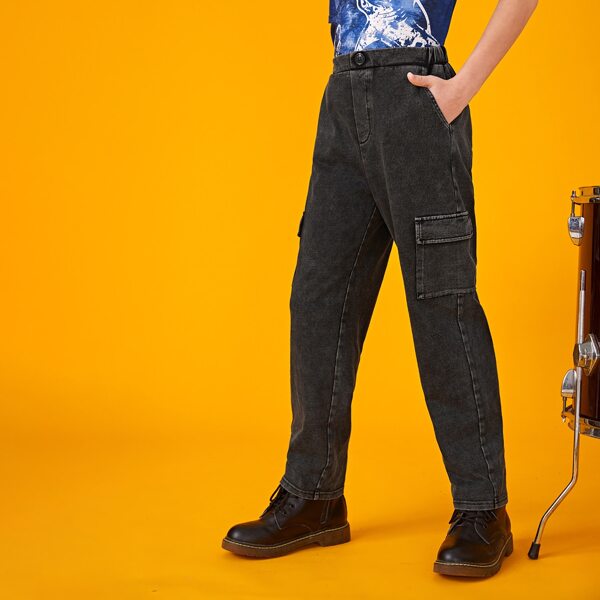 

Boys Pocket Side Cargo Pants, Black