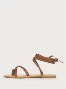 Minimalist Thong Sandals - Brown - View 1