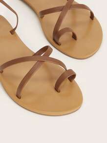 Minimalist Thong Sandals - Brown - View 4