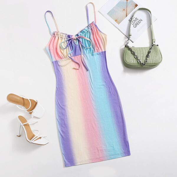 

Plus Colorblock Ruched Bust Cami Bodycon Dress, Multicolor