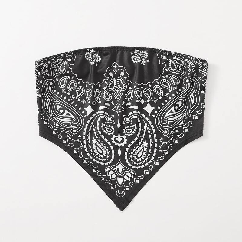 

Paisley Bandana Crop Tube Top, Black