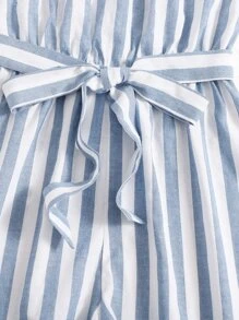 SHEIN Self Belted Striped Tube Romper