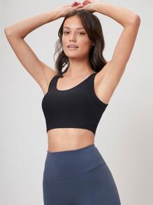 SHEIN Sujetador deportivo de soporte medio - Negro - Ver 1