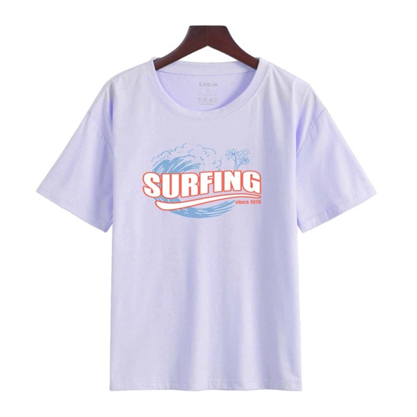 

Letter & Wave Print Tee, Purple