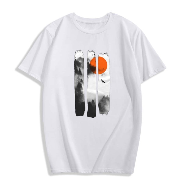 

Men Landscape Print Short Sleeve Tee, White