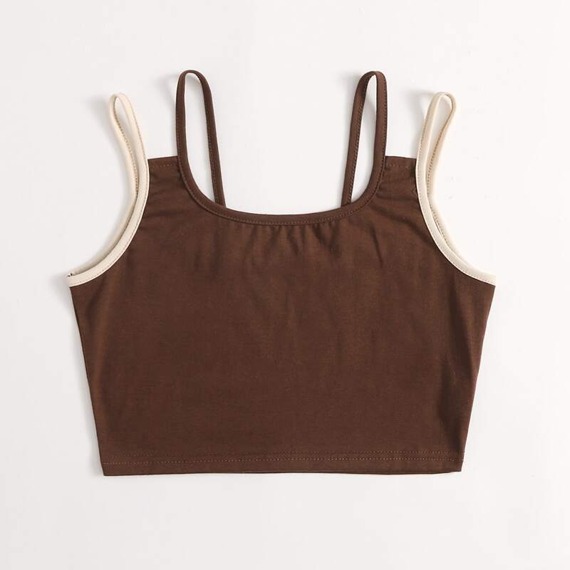 

Double-strap Crop Cami, Chocolate brown
