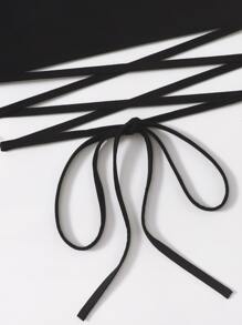 Soleia Crisscross Tied Crop Tube Top - Black - View 5