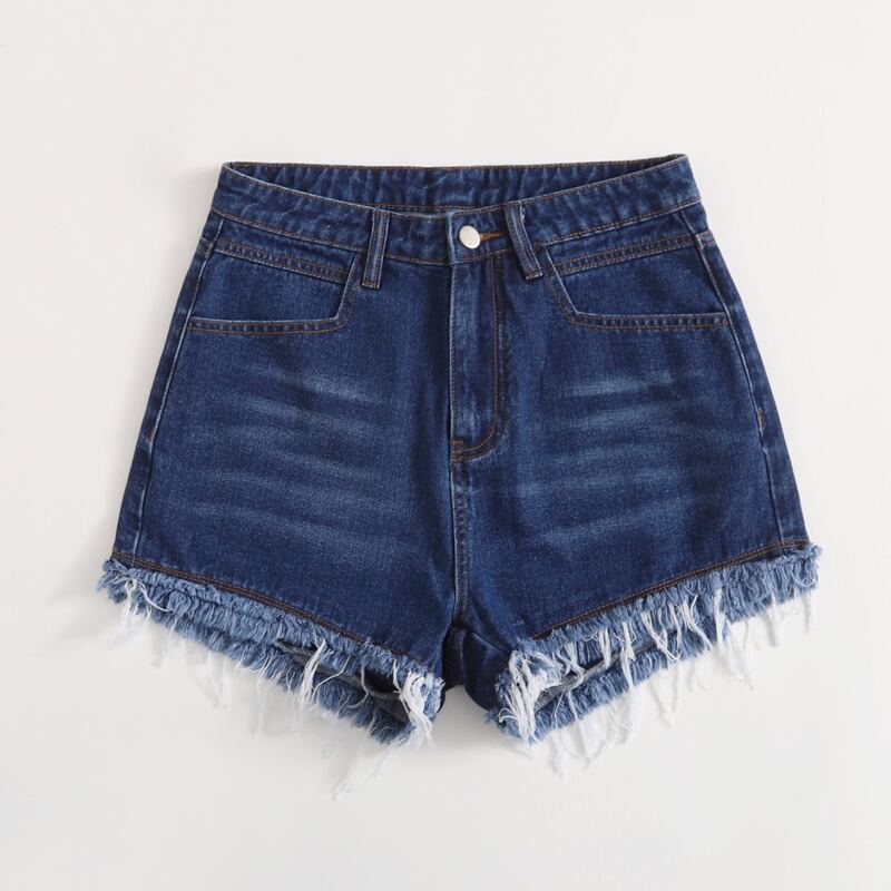 

Distressed Denim Shorts, Dark wash
