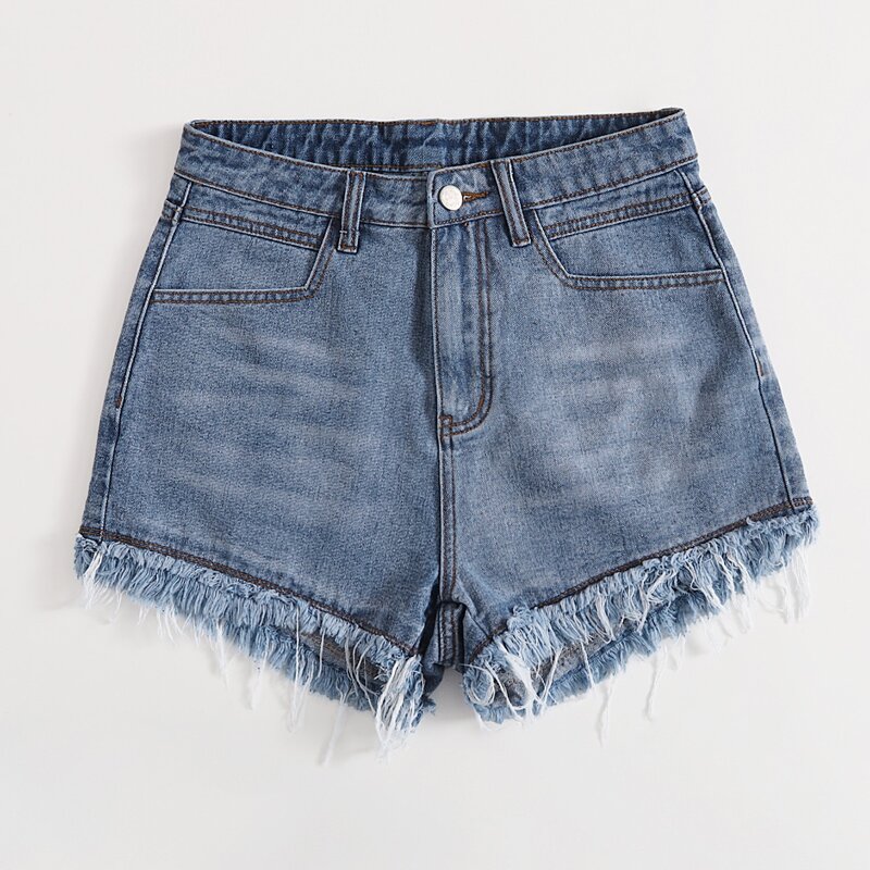 

Distressed Denim Shorts, Light wash
