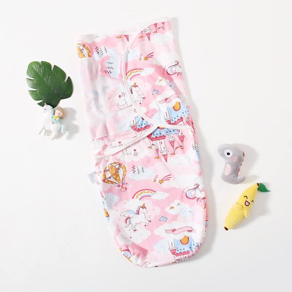 

Baby Girl Cartoon Unicorn Print Sleep Bag, Multicolor