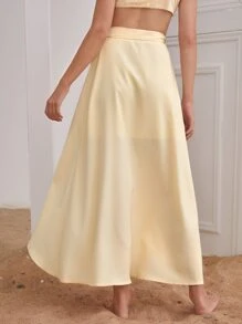 SHEIN Frenchy High Waist Wrap Knot Skirt - Yellow - View 2