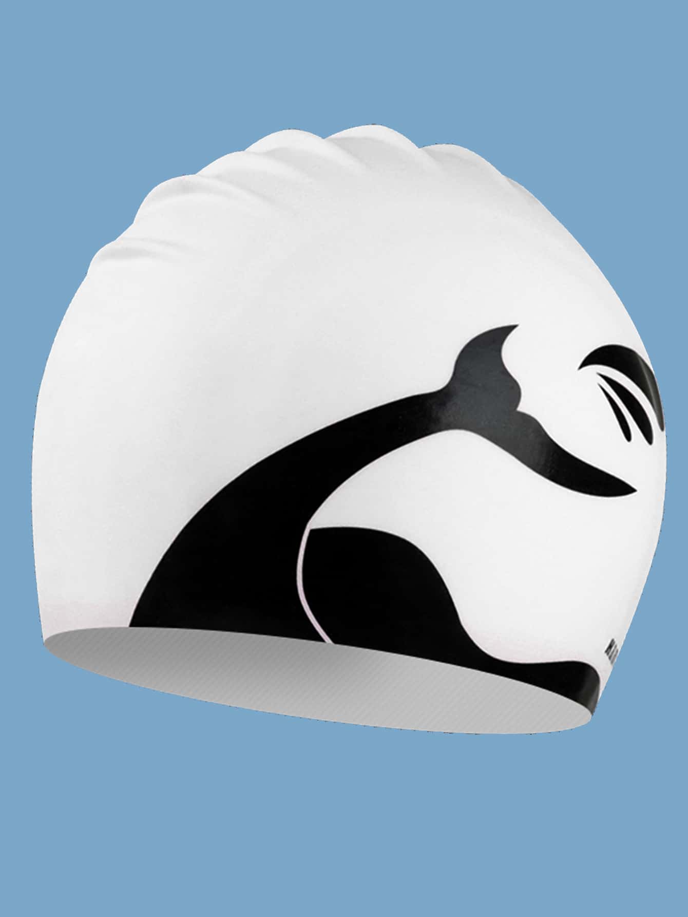 SHENYU Whale Tail Print Silicone Swimming Cap - White - View 1