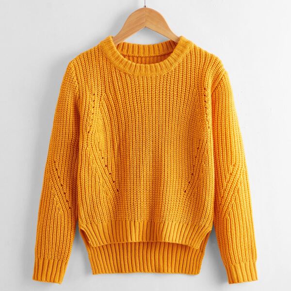 

Girls High Low Sweater, Mustard yellow