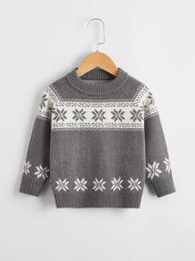 Toddler Girls Geo Print Raglan Sleeve Jumper - Grey - View 1