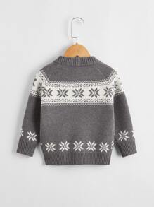 Toddler Girls Geo Print Raglan Sleeve Jumper - Grey - View 2