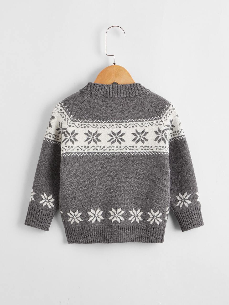 Toddler Girls Geo Print Raglan Sleeve Sweater