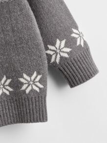 Toddler Girls Geo Print Raglan Sleeve Jumper - Grey - View 3