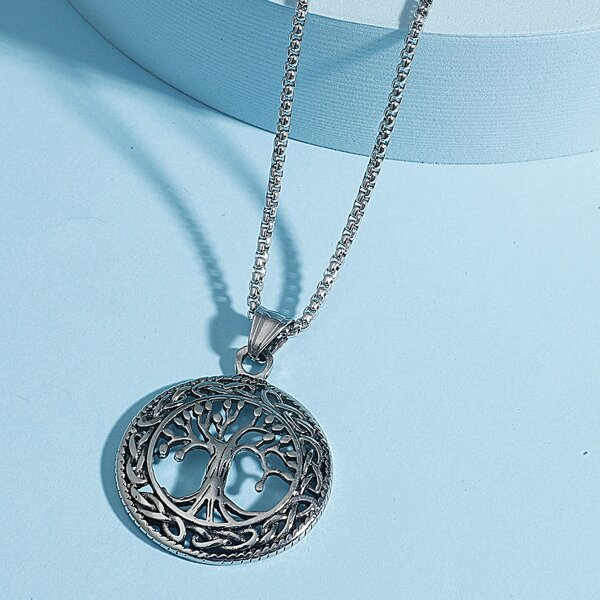 

Men Tree Charm Necklace, Silver